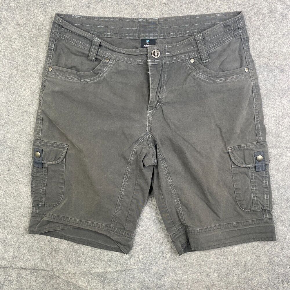 Kuhl Cargo Shorts Womens Size 8 Gray Faded Patina Cotton Blend Outdoor Gorp